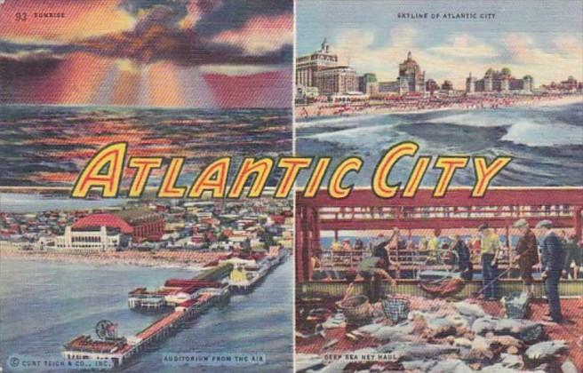 New Jersey Greetings From Atlantic City Multi View 1953 Curteich