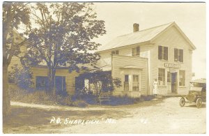 Shapleigh ME Post Office Old Car Patch Store RPPC Real Photo Postcard
