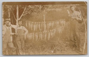 Palisade Colorado RPPC Men with Fish Strung Up Large Catch 1911 Postcard G27