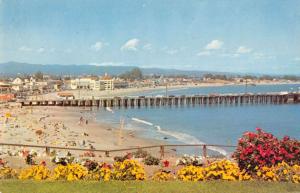 Santa Cruz California birds eye view bathers Cowell Beach vintage pc Z16955