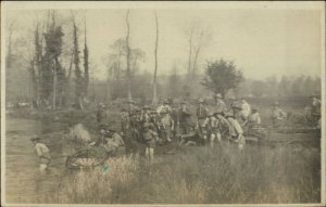 Boy Scouts Kerchiefs Hats - Fording River Hauling Equipment Real Photo Postcard