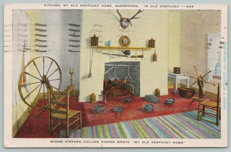 Bardstown Kentucky~Stephen Foster Old Kentucky Home~Kitchen~1920s Postcard