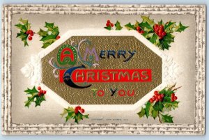 John Winsch Signed Artist Postcard Christmas Holly Berries St. Paul MN 1910