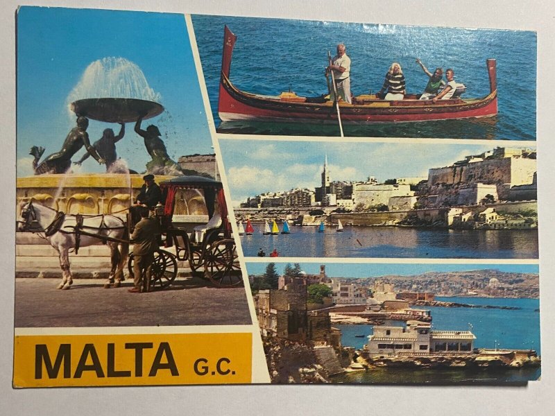 POSTED 1986  PICTURE POSTCARD MALTA  - TRITON FOUNTAIN  (KK4370) 