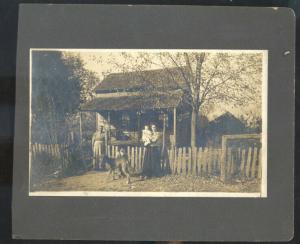 REAL PHOTO MOUNTED PHOTOGRAPH SPARTA ILLINOIS BLAIR RESIDENCE DOG FAMILY