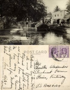 ceylon, Padda Boats on the Negombo Canal (1932) RPPC Postcard