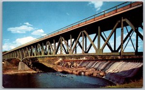 Turners Falls Massachusetts 1950s Postcard Gill Memorial Bridge