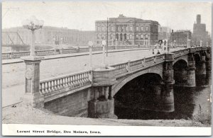 Locust Street Bridge Des Moines Iowa IA Roadway Bridge Postcard