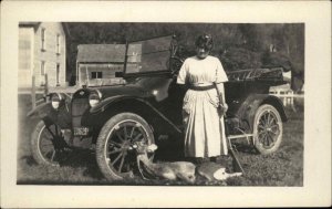 Hunting Woman Holds Gun Ammo Belt Dead Deer Car Oregon License Plate RPPC