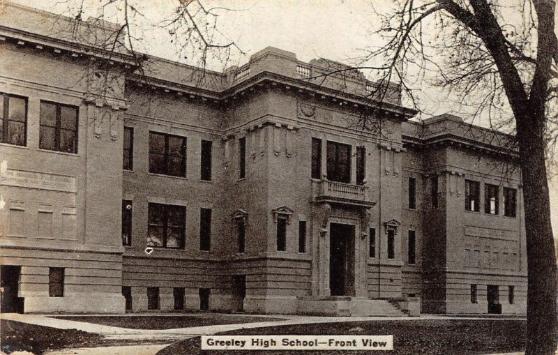 Greeley High School - Front View Colorado ca 1910s Vintage Postcard