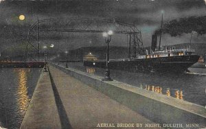 Great Lakes Freighter Steamer Aerial Bridge Night Duluth Minnesota 1916 postcard