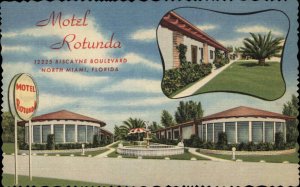 North Miami Florida FL Motel Rotunda Vintage Postcard