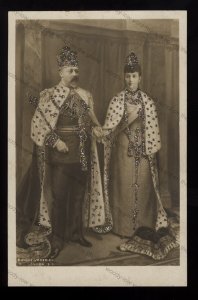 ROY140 - King Edward VII - with Queen Alexander - glitter enhanced postcard