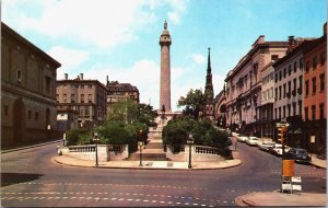 USA Washington Monument and Mount Vernon Place Baltimore Maryland Postcard C032