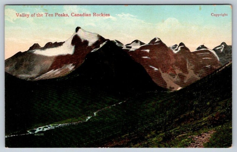 Valley Of The Ten Peaks, Alberta, Antique John Valentine Postcard