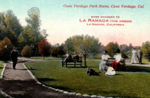 Casa Verdugo CA Park La Ramada Restaurant Postcard Pacific Electric Railway