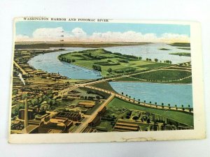 Vintage Postcard Washington Harbor and Potomac River Seen Washington Monument