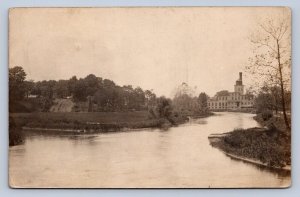 J97/ Thompsonville Michigan RPPC Postcard c1910 Factory River  396