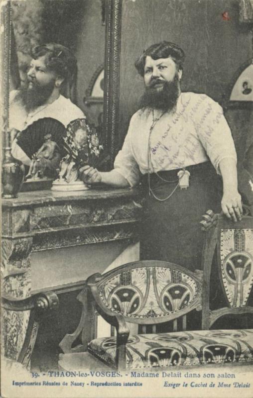 Transvestite Clémentine Delait, Bearded Lady near the Mirror (1915)