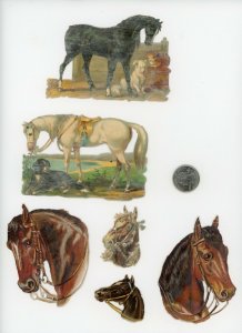 1880's Horses Lot of 6 Die Cut Victorian Scrap X358