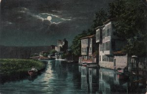 Turkey old Istanbul moonlight scenic postcard censorship Marno Slovenia 1916