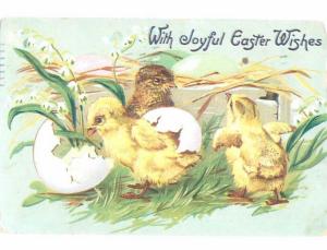 Pre-Linen Easter CUTE CHICK WITH EGGSHELL STUCK TO BUTT AB3858