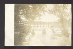 RPPC MCINTIRE IOWA RAILROAD TRAIN BRIDGE VINTAGE REAL PHOTO POSTCARD