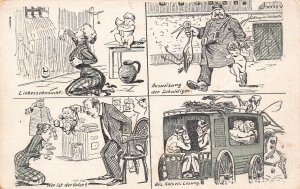 German Myth Parenthood Humanized Stork Cupid Cherub Prison Guard postcard C361