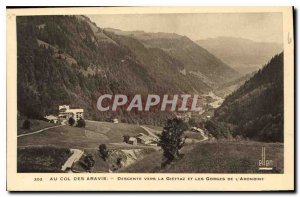 At Old Postcard Col des Aravis descent towards Glettaz and gorges Arondine
