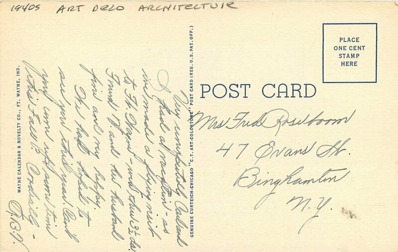 Art Deco Greyhound Bus Terminal Fort Wayne Indiana 1940s Postcard Teich 21-321
