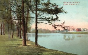 Vintage Postcard 1910's Belmont's Pond Hempstead Long Island New York N. Y.