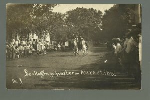 Vinton IOWA RP 1914 WILD WEST SHOW Cowboy Rope Tricks BEE HO GRAY Horse RACE