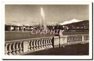 Swiss Postcard Old Geneva Jet d & # 39eau and Mont Blanc