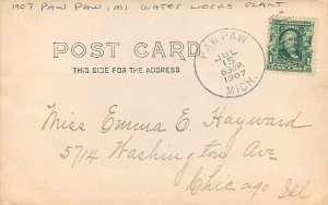 Postcard RPPC Michigan Paw Paw Water Works Plant occupation frame like 23-10089