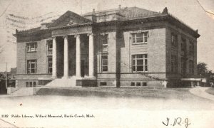 Vintage Postcard 1906 Public Library Willard Memorial Battle Creek Michigan MI