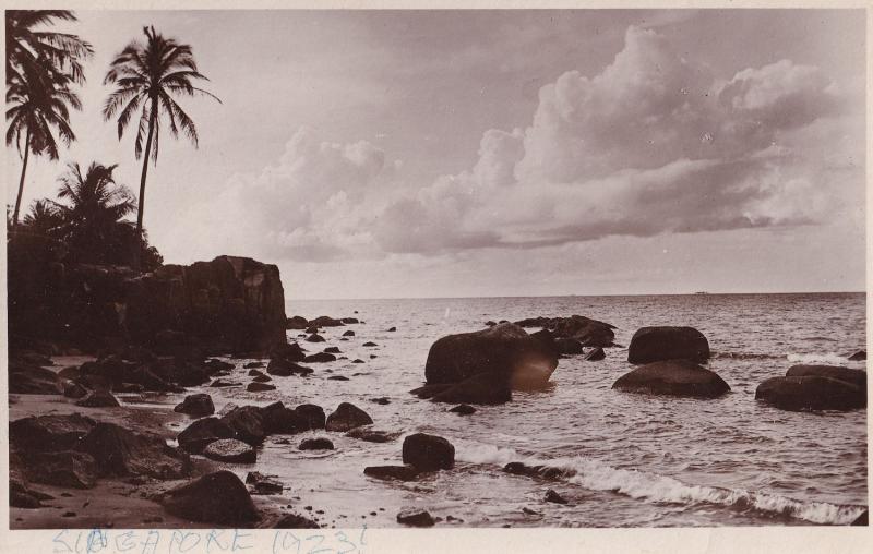 Singapore Beach in 1923 Real Photo Postcard