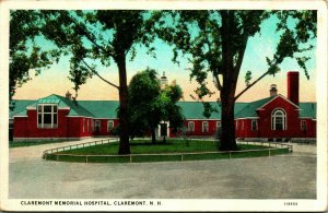 Claremont Memorial Hospital Claremont New Hampshire NH UNP WB Postcard B8