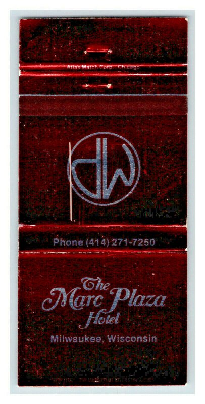 The Marc Plaza Hotel Milwaukee Wisconsin Vintage Matchbook Cover #4 