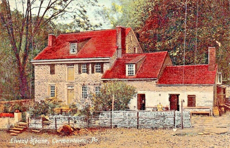 GERMANTOWN PA~LIVEZEY QUAKER HOUSE & MILL c.1725~POSTCARD 