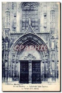 Old Postcard Aix en Provence Cathedral Saint Sauveur the XV century Portal