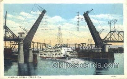 Mckinley Bridge, Peoria, Illinois, USA Ferry Boats, Ship 1932 postal used 1932