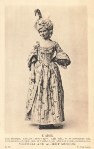 1913 Postcard of 1780 English Silk Brocade Dress from Victoria & Albert