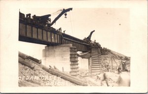 Real Photo Postcard Construction of the Cedar Creek Bridge