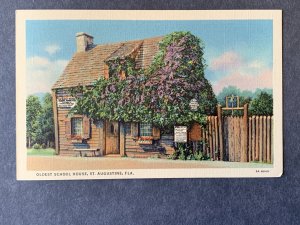 Oldest School House St. Augustine FL Linen Postcard H2070082156