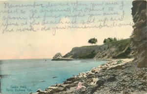 1911 Santa Barbara California Castle Rock hand colored Postcard 25-11378