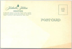 VINTAGE CONTINENTAL SIZE POSTCARD THE KAHALA HILTON HOTEL AT HONOLULU HAWAII