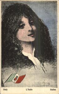 Beautiful Woman Patriotic Country Series ITALY KViB #12 Series 11 Postcard