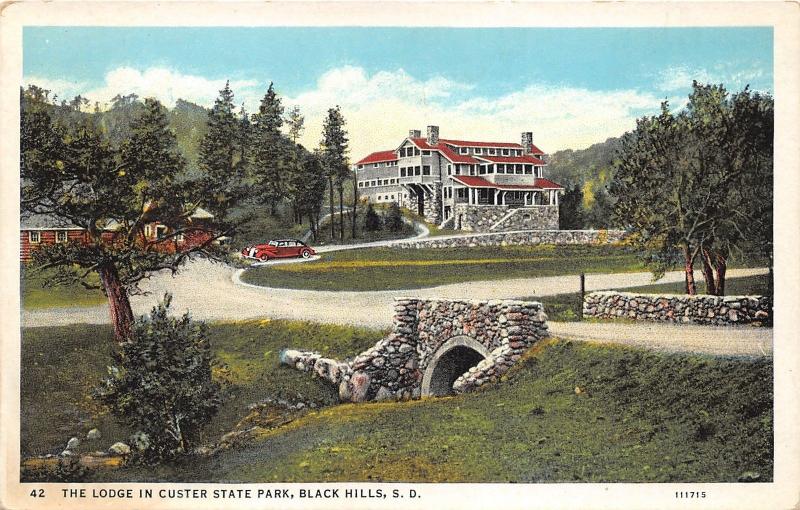 Black Hills South Dakota~Custer State Park~Lodge~Stone Bridge~Classic Car~1930s