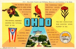 Ohio State Capitol McKinley Memorial State Tree Flower Flag and Seal