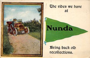 J32/ Nunda New York Pennant Postcard c1910  Bring Back Recollections 338